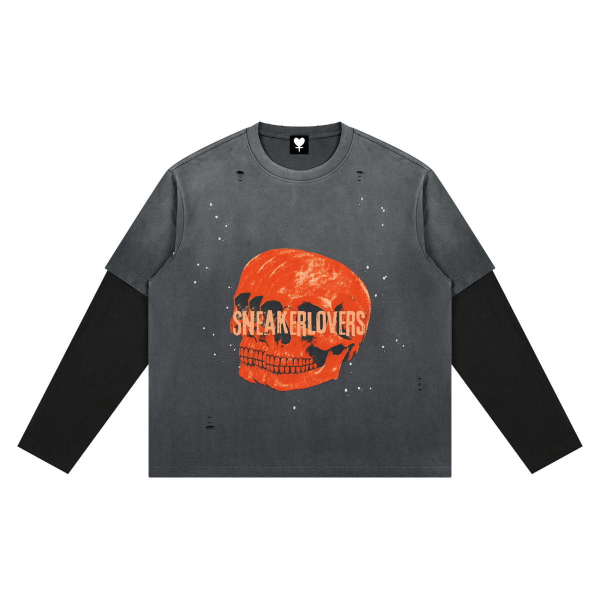 Skull Unisex Vintage Wash Distressed Layer T-Shirt