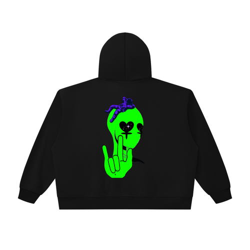 Alien Chunky-Zip Boxy Hoodie