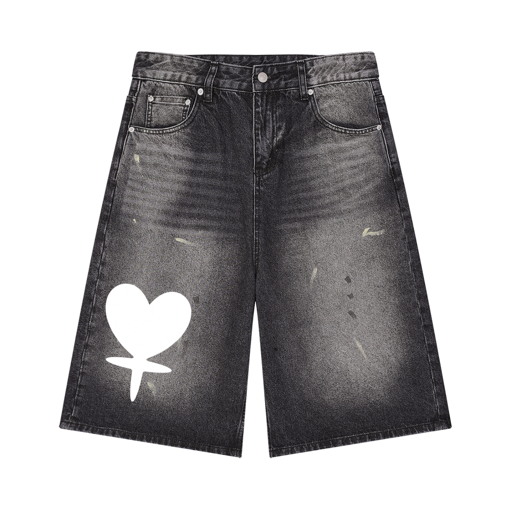 Men’s Vintage Wash Wide Leg Denim Shorts